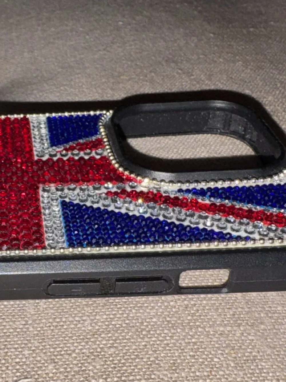 Custom Crystal iPhone 15 Pro Case Bling Rhinestone Union Jack UK Flag NWT